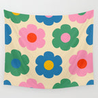 Such Cute Flowers Colorful Retro Pop Floral Pattern Wall Tapestry Gallery Image 4
