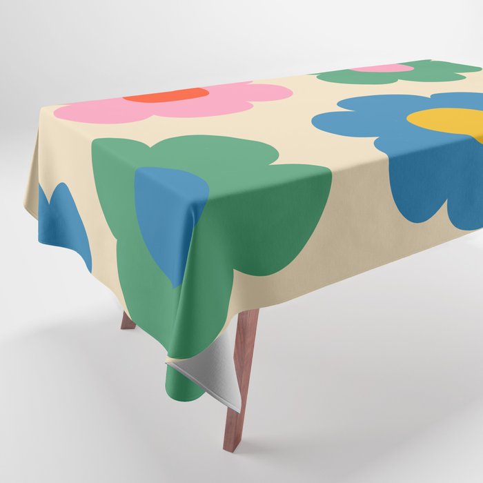 Such Cute Flowers Colorful Retro Pop Floral Pattern Tablecloth Gallery Image 1