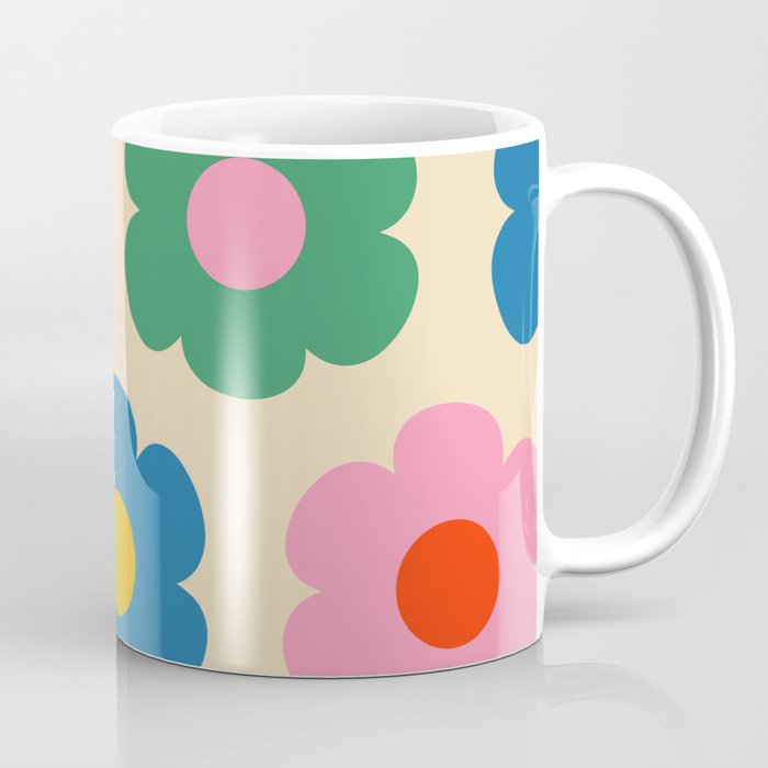 Such Cute Flowers Colorful Retro Pop Floral Pattern Coffee Mug Gallery Image 1