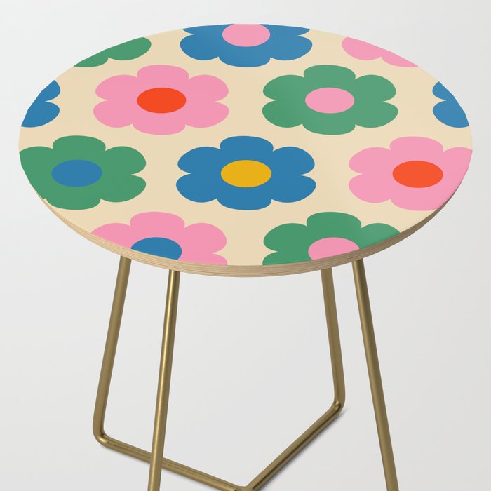 Such Cute Flowers Colorful Retro Pop Floral Pattern Side Table Gallery Image 2