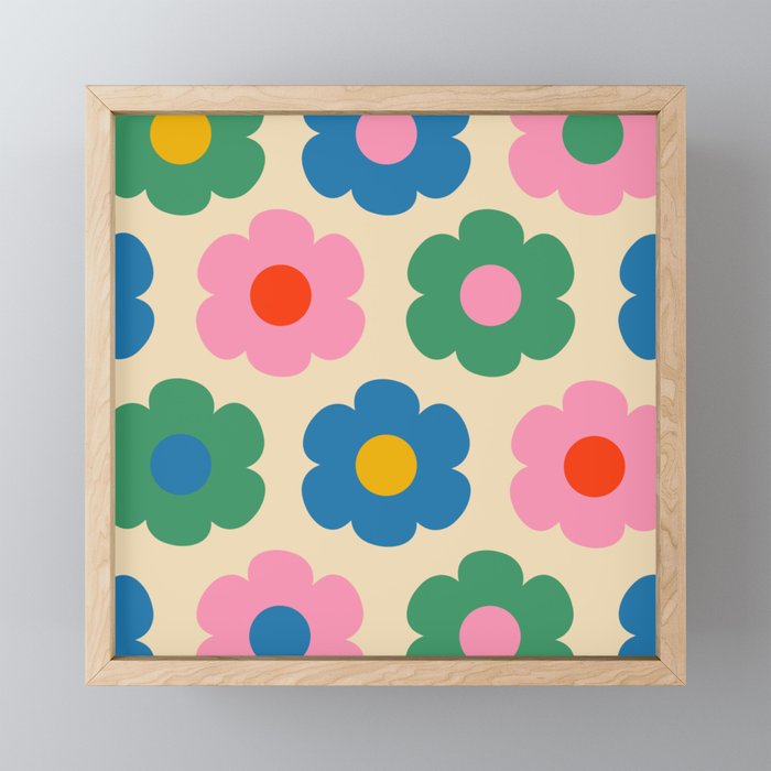 Such Cute Flowers Colorful Retro Pop Floral Pattern Mini Art Print Gallery Image 1