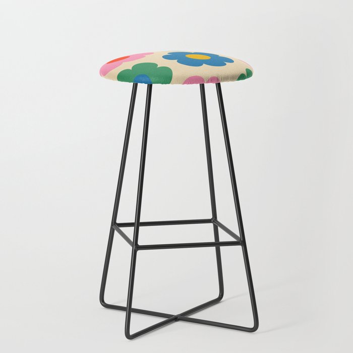 Such Cute Flowers Colorful Retro Pop Floral Pattern Stool Gallery Image 1
