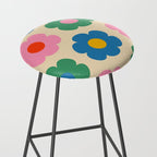 Such Cute Flowers Colorful Retro Pop Floral Pattern Stool Gallery Image 2
