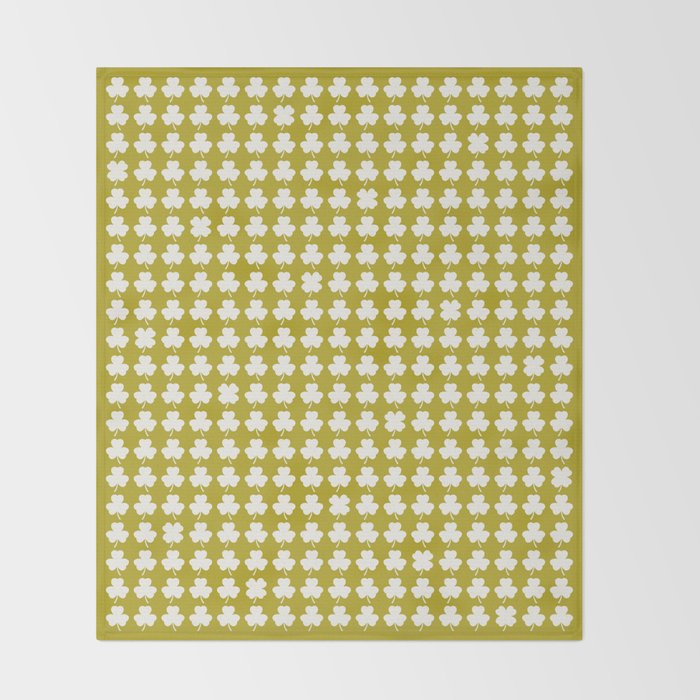 Clovers XX Chartreuse Botanical Pattern Throw Blanket Gallery Image 2
