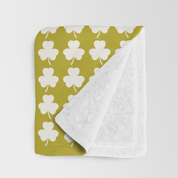 Clovers XX Chartreuse Botanical Pattern Throw Blanket Gallery Image 3