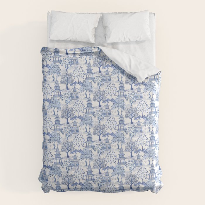 Pagoda Forest Blue and White Duvet Cover Gallery Image 6
