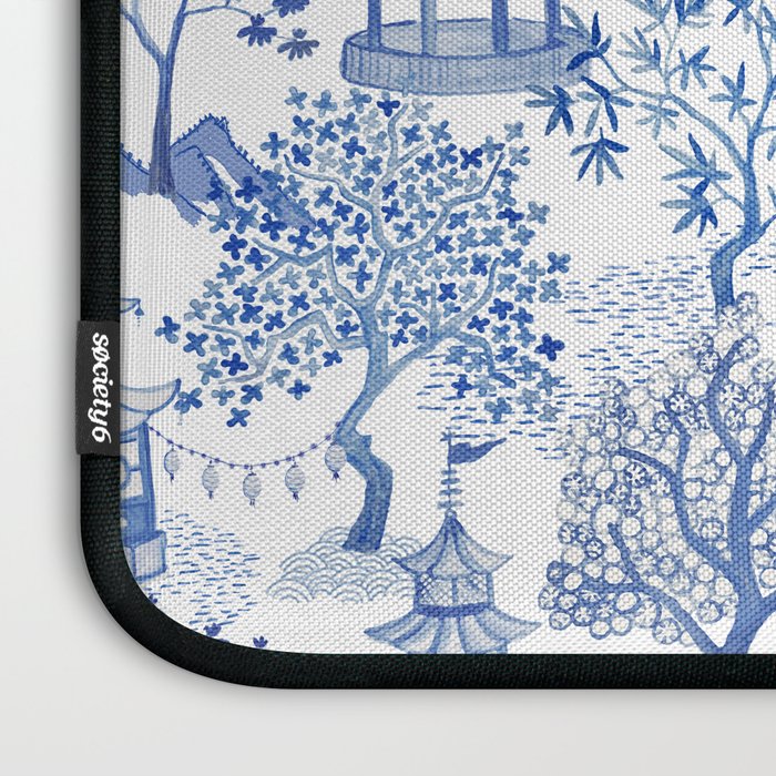 Pagoda Forest Blue and White Laptop Sleeve Gallery Image 3