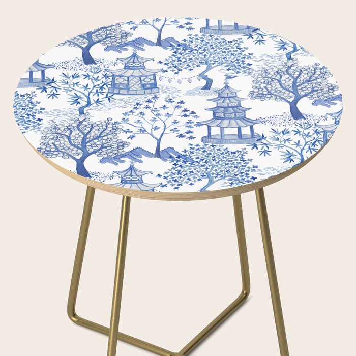 Pagoda Forest Blue and White Side Table Gallery Image 2