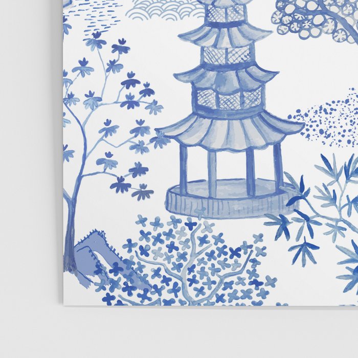 Pagoda Forest Blue and White Poster Gallery Image 3