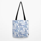 Pagoda Forest Blue and White Tote Bag Gallery Image 2