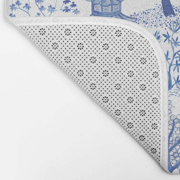Pagoda Forest Blue and White Bath Mat Gallery Image 2