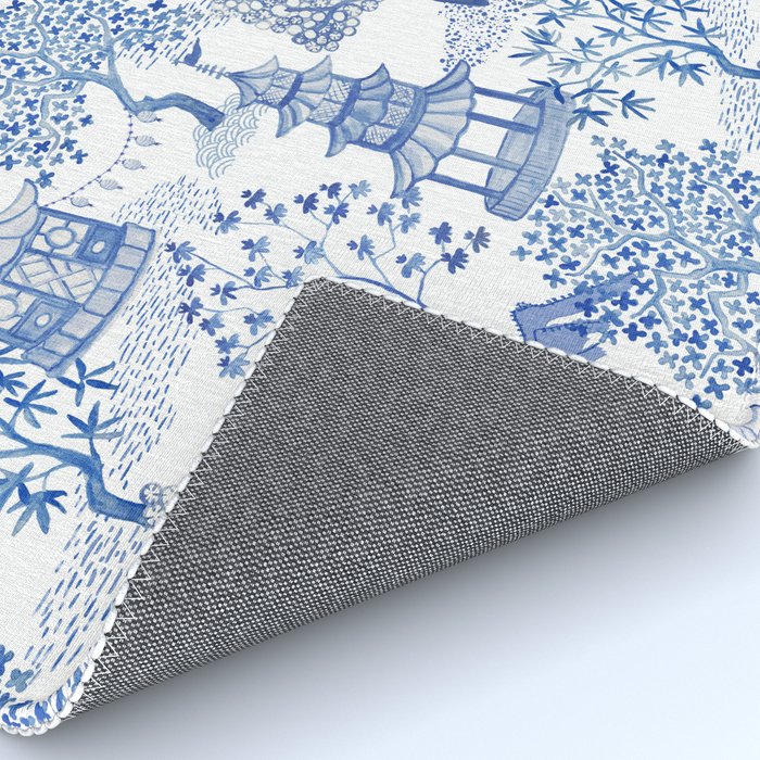Pagoda Forest Blue and White Rug Gallery Image 4