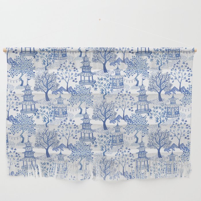 Pagoda Forest Blue and White Wall Hanging Gallery Image 1