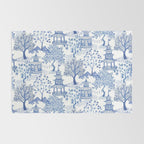 Pagoda Forest Blue and White Rug Gallery Image 2