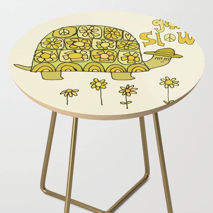 go slow retro turtle // art by surfy birdy Side Table Gallery Image 2