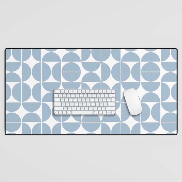 Mid Century Modern Geometric 04 Soft Blue Desk Mat Gallery Image 1