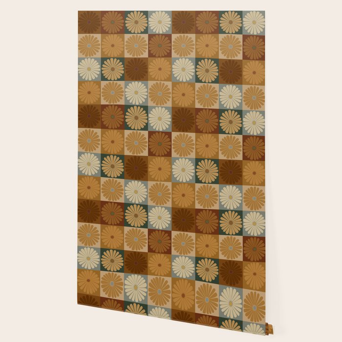 Retro Flowers Check Pattern IV Wallpaper Gallery Image 2
