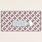 Festive Quilted Starburst Pattern - Vibrant Holiday Design Desk Mat Gallery Image 1