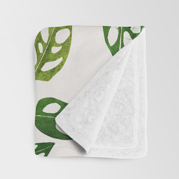 Monstera obliqua interior plant Throw Blanket Gallery Image 3