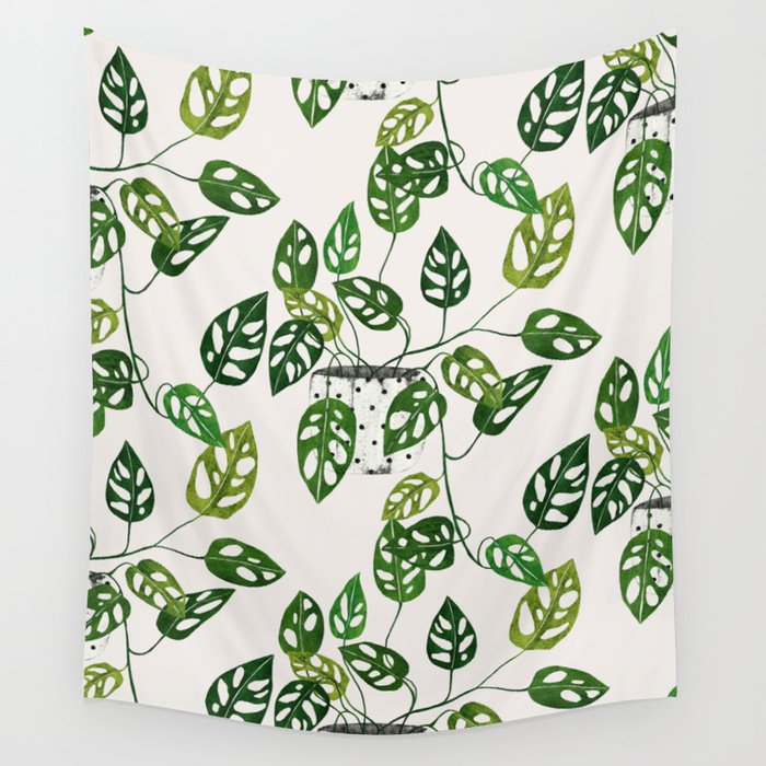 Monstera obliqua interior plant Wall Tapestry Gallery Image 4