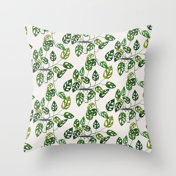 Monstera obliqua interior plant Throw Pillow Gallery Image 6