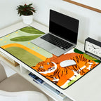 Just You & Me | Tiger Urban Jungle Friendship | Wild Cat Bohemian Black Woman with Pet  Desk Mat Gallery Image 2