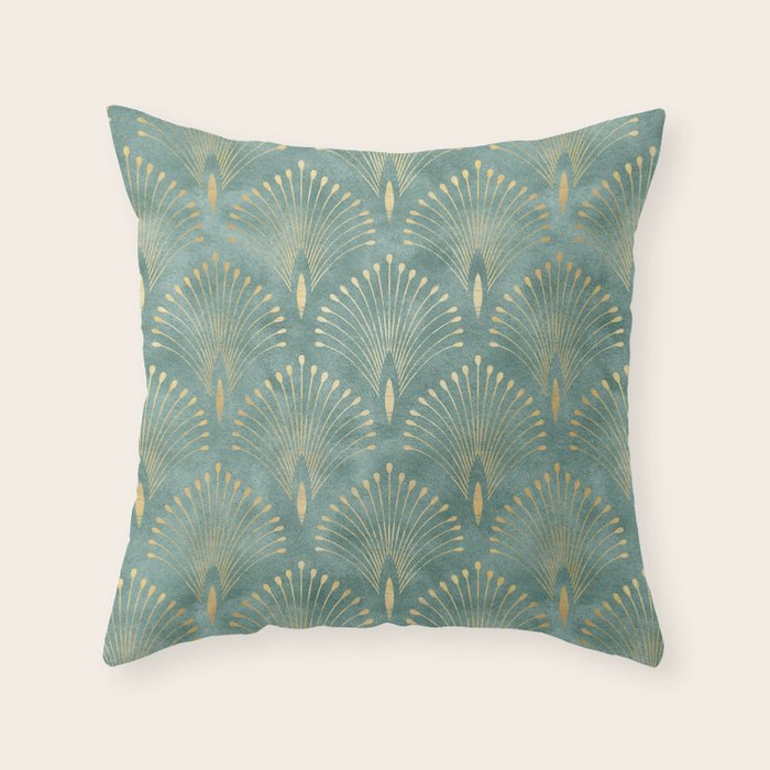 Art Deco, Decorative Leaf Pattern Throw Pillow Gallery Image 6