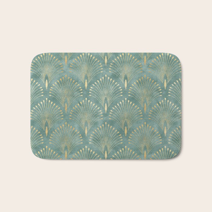 Art Deco, Decorative Leaf Pattern Bath Mat Gallery Image 1
