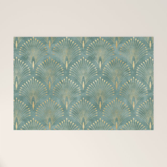 Art Deco, Decorative Leaf Pattern Welcome Mat Gallery Image 1