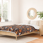 Halloween party illustrations orange, black Duvet Cover Gallery Image 2