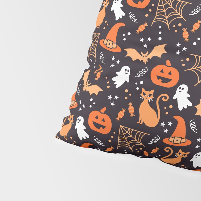 Halloween party illustrations orange, black Pillow Sham Gallery Image 4