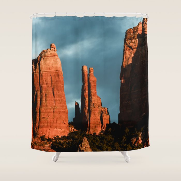 Sedona Vortex - Chimney Rock Desert Photography Shower Curtain Gallery Image 1