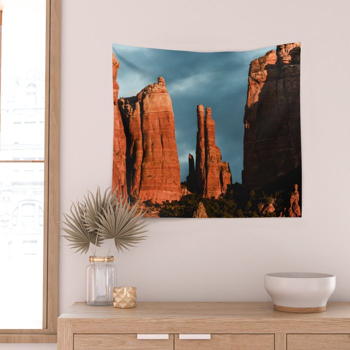 Sedona Vortex - Chimney Rock Desert Photography Wall Tapestry Gallery Image 2