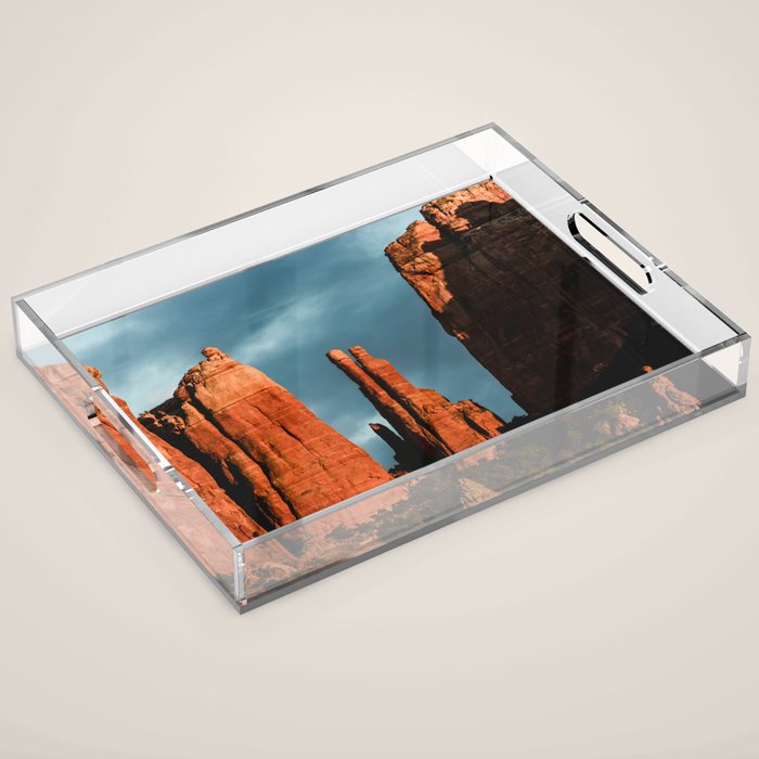 Sedona Vortex - Chimney Rock Desert Photography Acrylic Tray Gallery Image 1