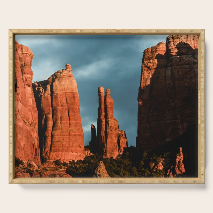 Sedona Vortex - Chimney Rock Desert Photography Serving Tray Gallery Image 1