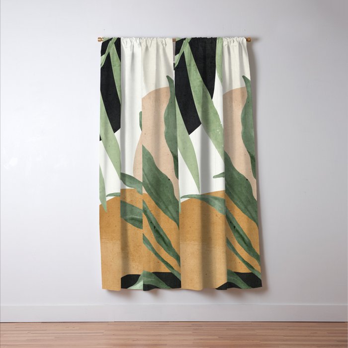 Abstract Art Tropical Leaves 4 Window Curtain Gallery Image 3
