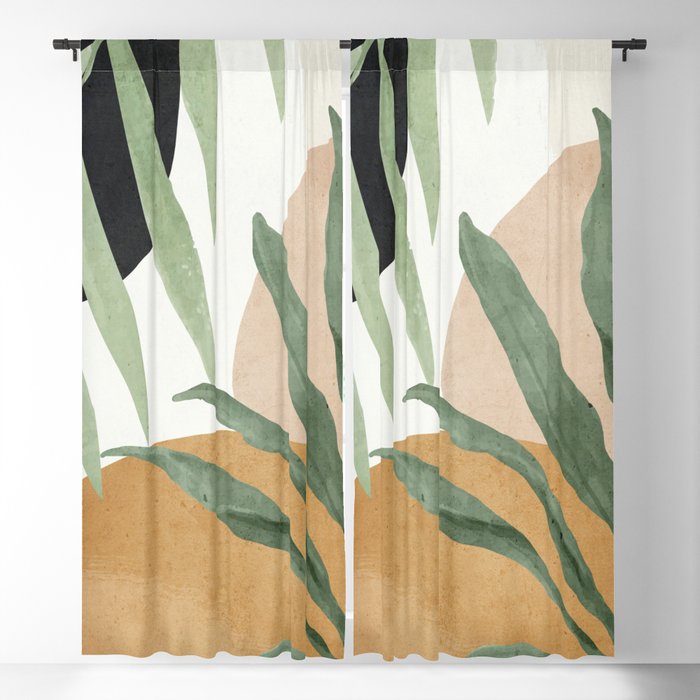 Abstract Art Tropical Leaves 4 Window Curtain Gallery Image 1