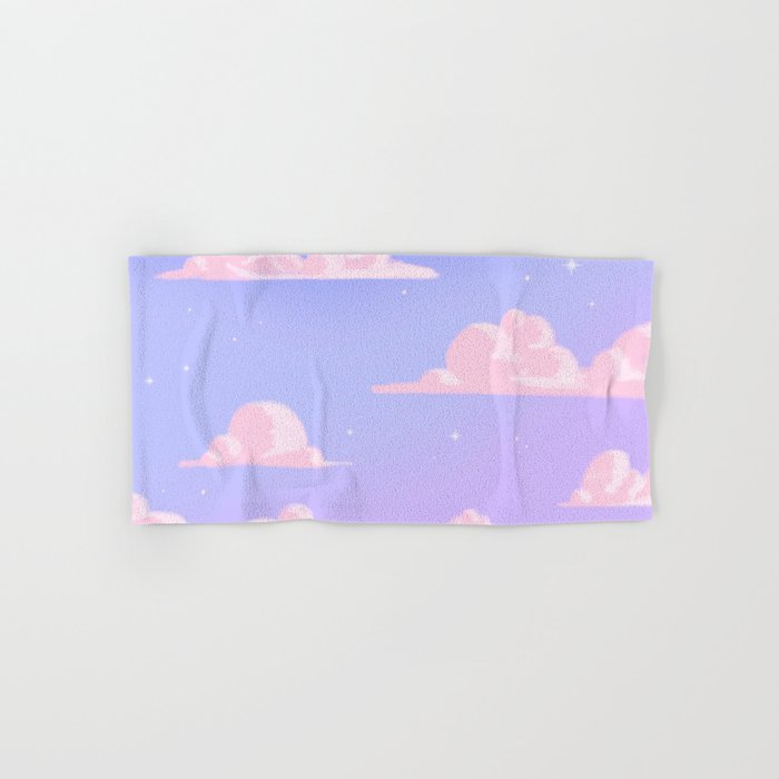 Pink Clouds Purple Sky Lo Fi Bath Towel Gallery Image 1