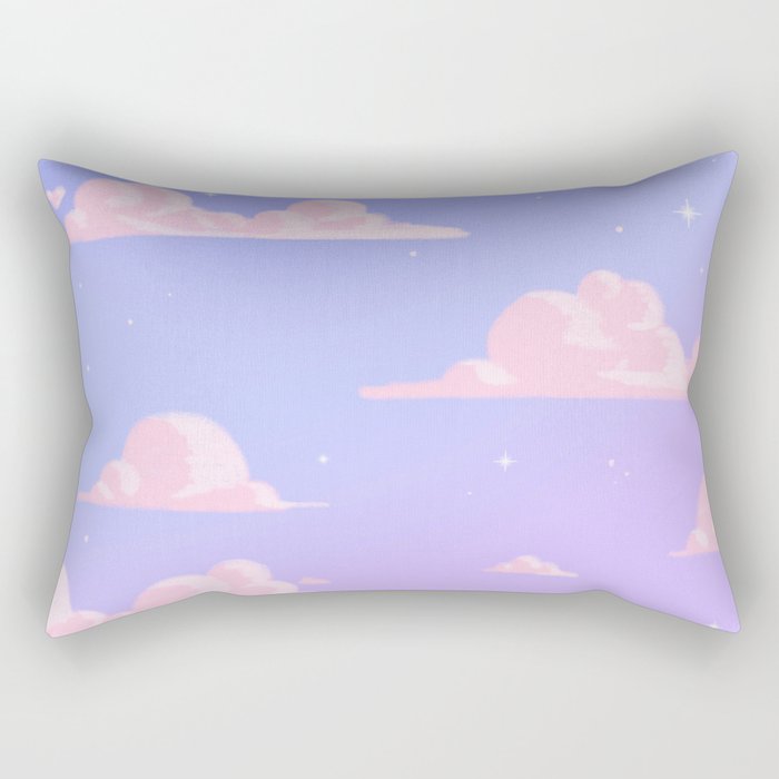 Pink Clouds Purple Sky Lo Fi Rectangular Pillow Gallery Image 2