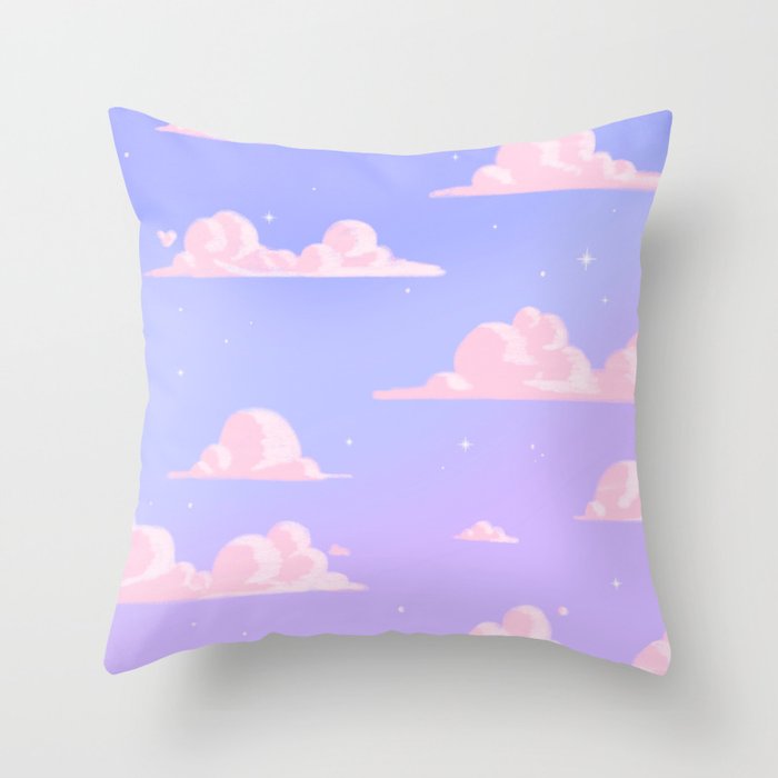 Pink Clouds Purple Sky Lo Fi Throw Pillow Gallery Image 6