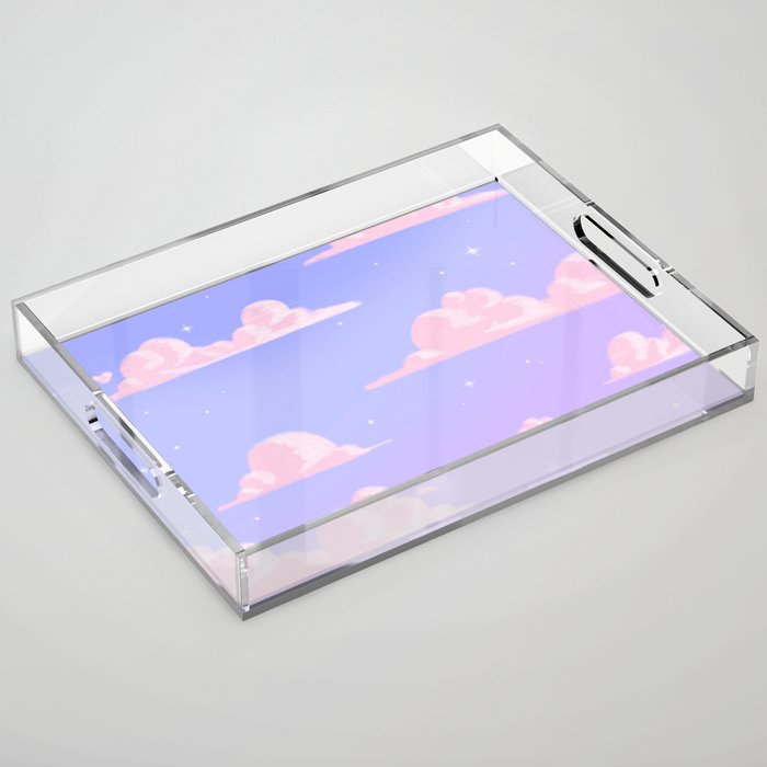 Pink Clouds Purple Sky Lo Fi Acrylic Tray Gallery Image 1