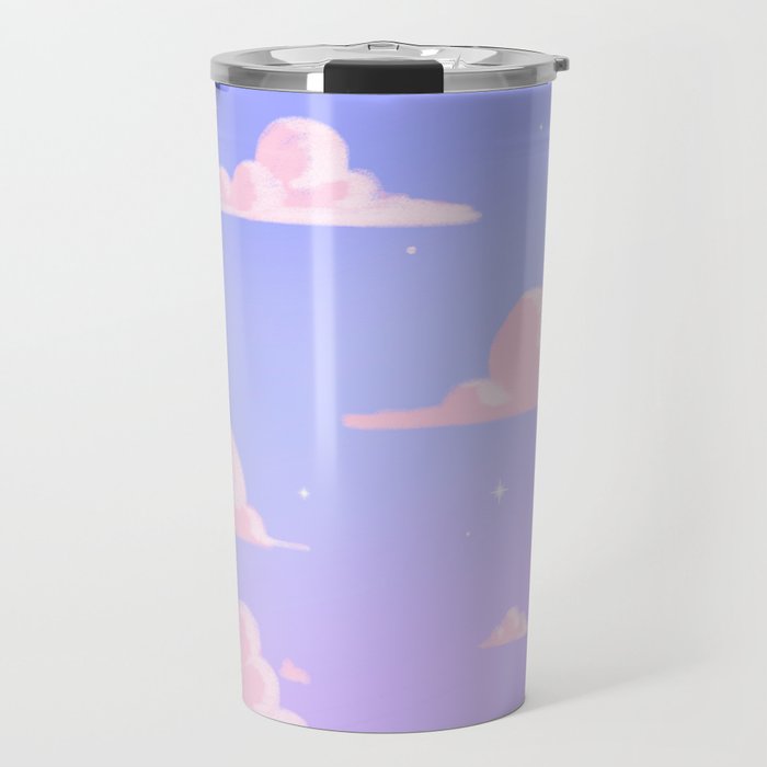 Pink Clouds Purple Sky Lo Fi Travel Mug Gallery Image 1