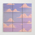 Pink Clouds Purple Sky Lo Fi Wood Wall Art Gallery Image 1