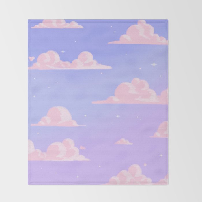 Pink Clouds Purple Sky Lo Fi Throw Blanket Gallery Image 2