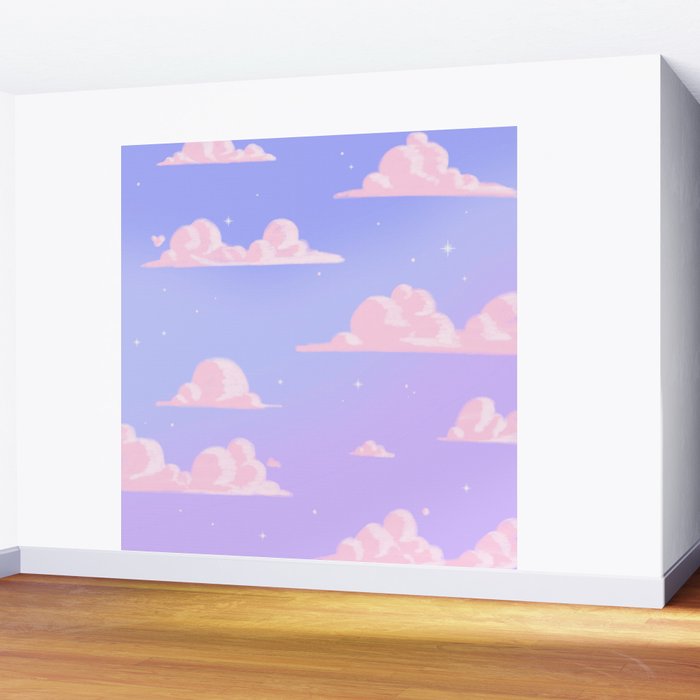Pink Clouds Purple Sky Lo Fi Wall Mural Gallery Image 2