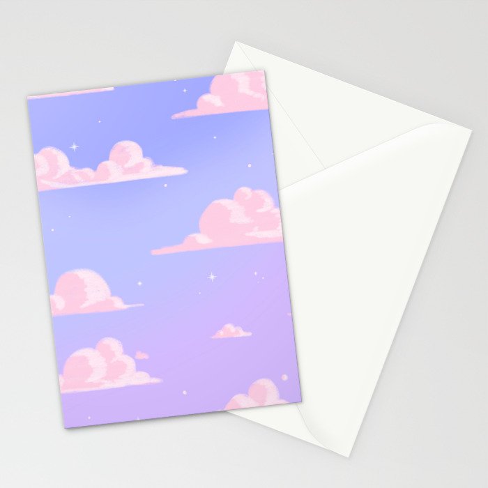 Pink Clouds Purple Sky Lo Fi Stationery Card Gallery Image 2