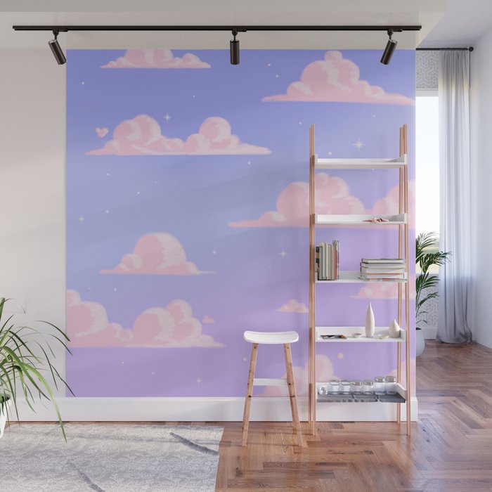 Pink Clouds Purple Sky Lo Fi Wall Mural Gallery Image 1