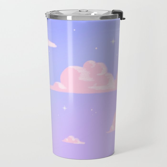 Pink Clouds Purple Sky Lo Fi Travel Mug Gallery Image 2