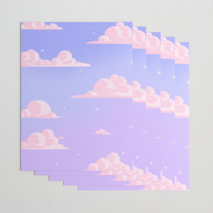 Pink Clouds Purple Sky Lo Fi Wrapping Paper Gallery Image 3