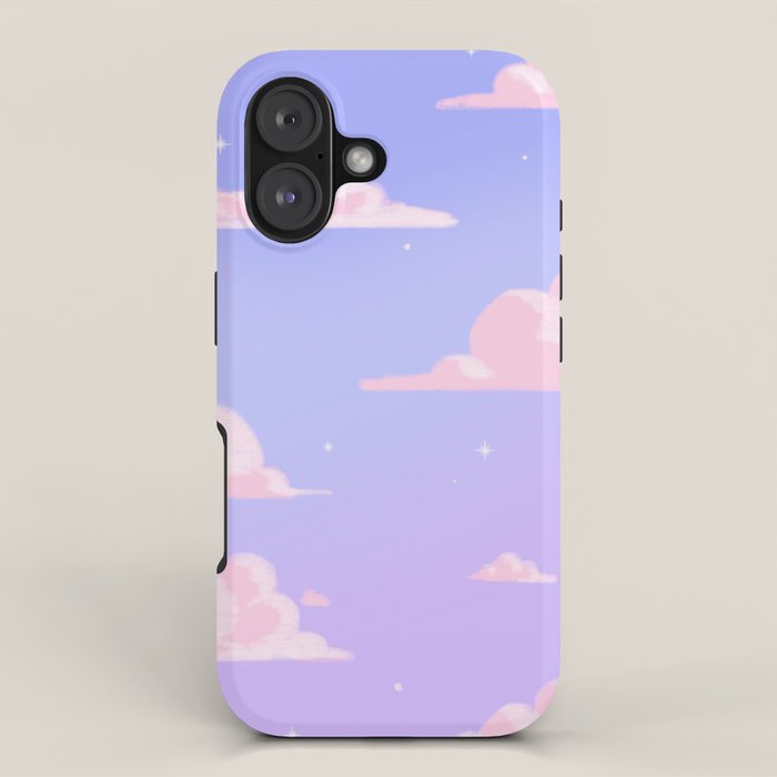 Pink Clouds Purple Sky Lo Fi iPhone Case Gallery Image 1